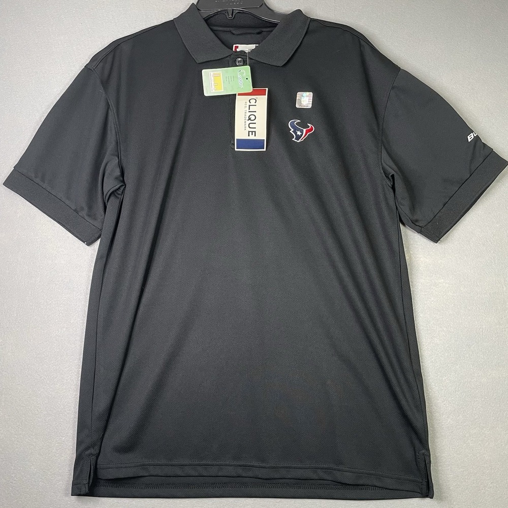 Houston Texans Clique Shirt Men's Large Black NFL Football Short Sleeve NEW